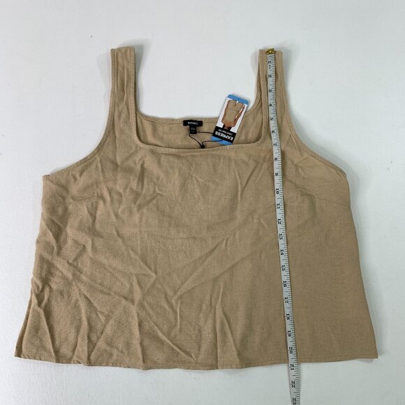 Express Women's Top L Beige Linen Blend Square Neck Tank Top Size L - Picture 4 of 6